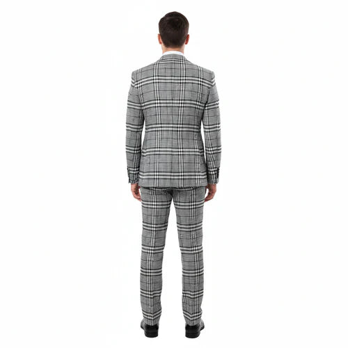 Suits With Baggy Pleated Pants - Wide Leg Pants 100% Wool - Classic Fit in One Button 3 Piece Suit by Rossiman by USA Men's Outlet