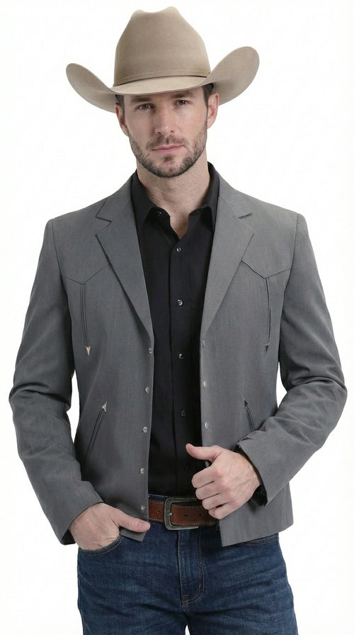 Mens Charcoal Gray Western Blazer β Cowboy Style Casual Jacket Classic Country Western Sport Coat