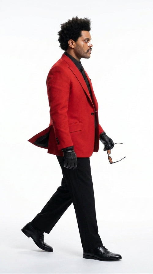 Men’s Red Blazer with Black Pants – Celebrity Inspired Wedding, Prom & Party Suit