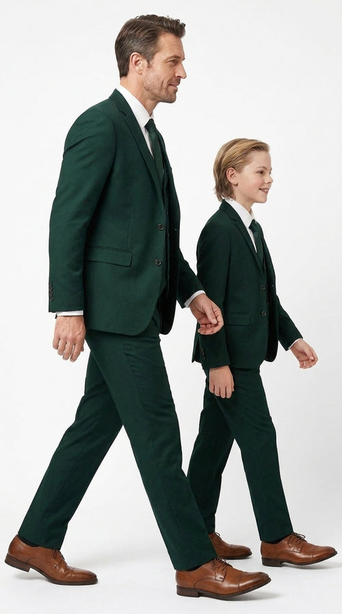 Dad & Son Matching Dark Green 3-Piece Suits β Father and Son Wedding Formal Suits