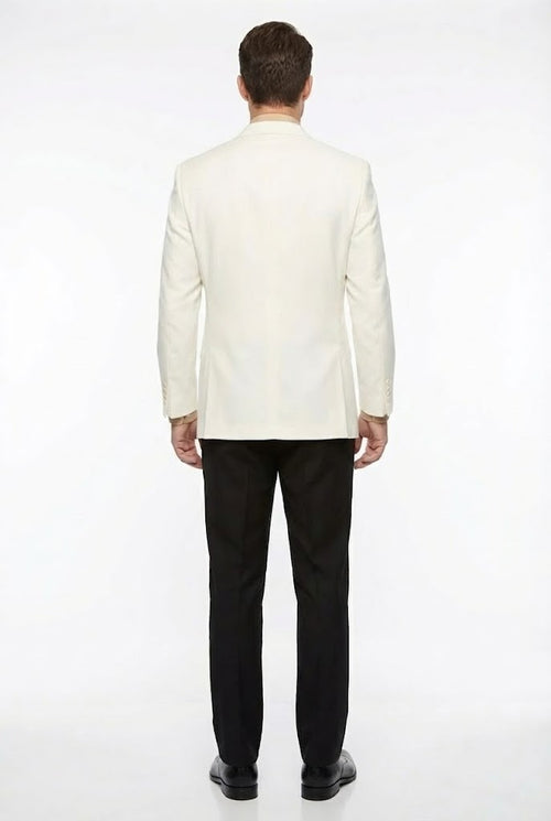 Men’s White Blazer Jacket – Classic Fit Formal Sport Coat with Gold Buttons