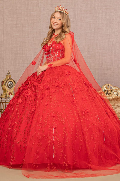3D Floral Cape Ball Gown by Elizabeth KGL1939