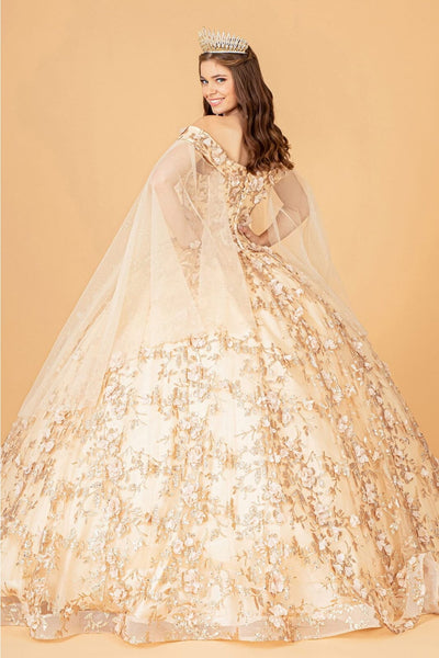 Cape Sleeve Ball Gown Off the Shoulder Quinceanera Dress by Elizabeth K GL1970