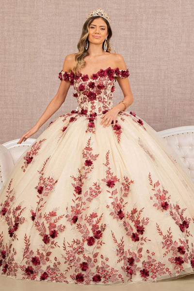 3D Floral Off Shoulder Ball Gown by Elizabeth KGL3105
