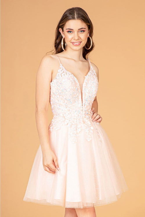 3D Floral Short A-line Dress by Elizabeth KGS3094