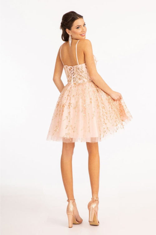 3D Floral Mesh Glitter Dress by Elizabeth KGS1998