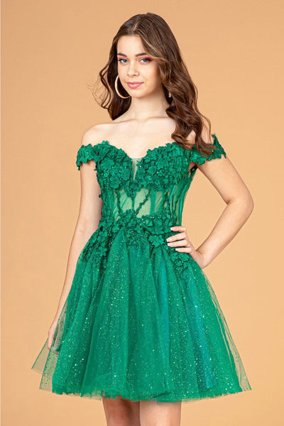 3D Floral Off Shoulder Dress by Elizabeth KGS3096