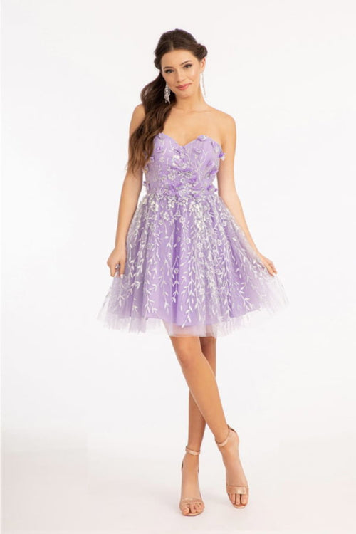 3D Floral Strapless Mesh Dress by Elizabeth KGS1995