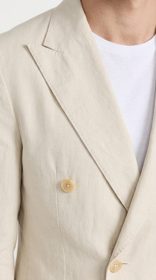 Men’s Cream Double Breasted Blazer – Ivory 6 Button Formal Wedding Sport Coat Off White color