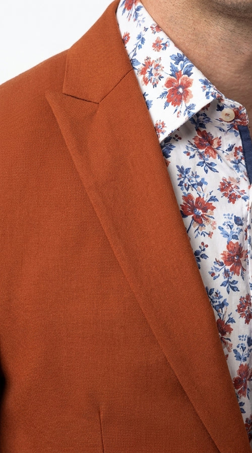 Men’s Rust Cowboy Western Blazer – Copper Brick Color Two Button Sport Coat Peak Lapel Modern Fit