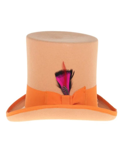 Victorian Steampunk Top Hat - 1800 19th Century - Dressy Loden Felt Top Orange Hat by USA Men's Outlet