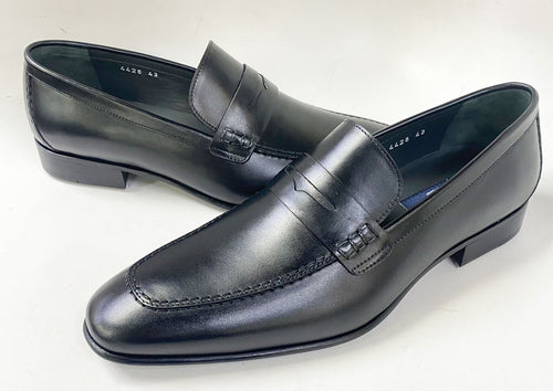 Corrente 4428 Leather Slip-On Loafer Shoes - Penny Black - Image 5