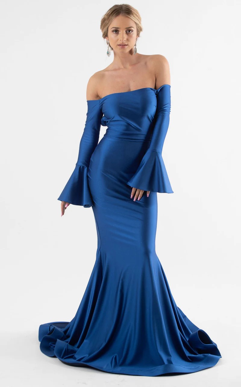 Jessica Angel JA444 Off-Shoulder Long Sleeve Fitted Cutout Jersey Dress