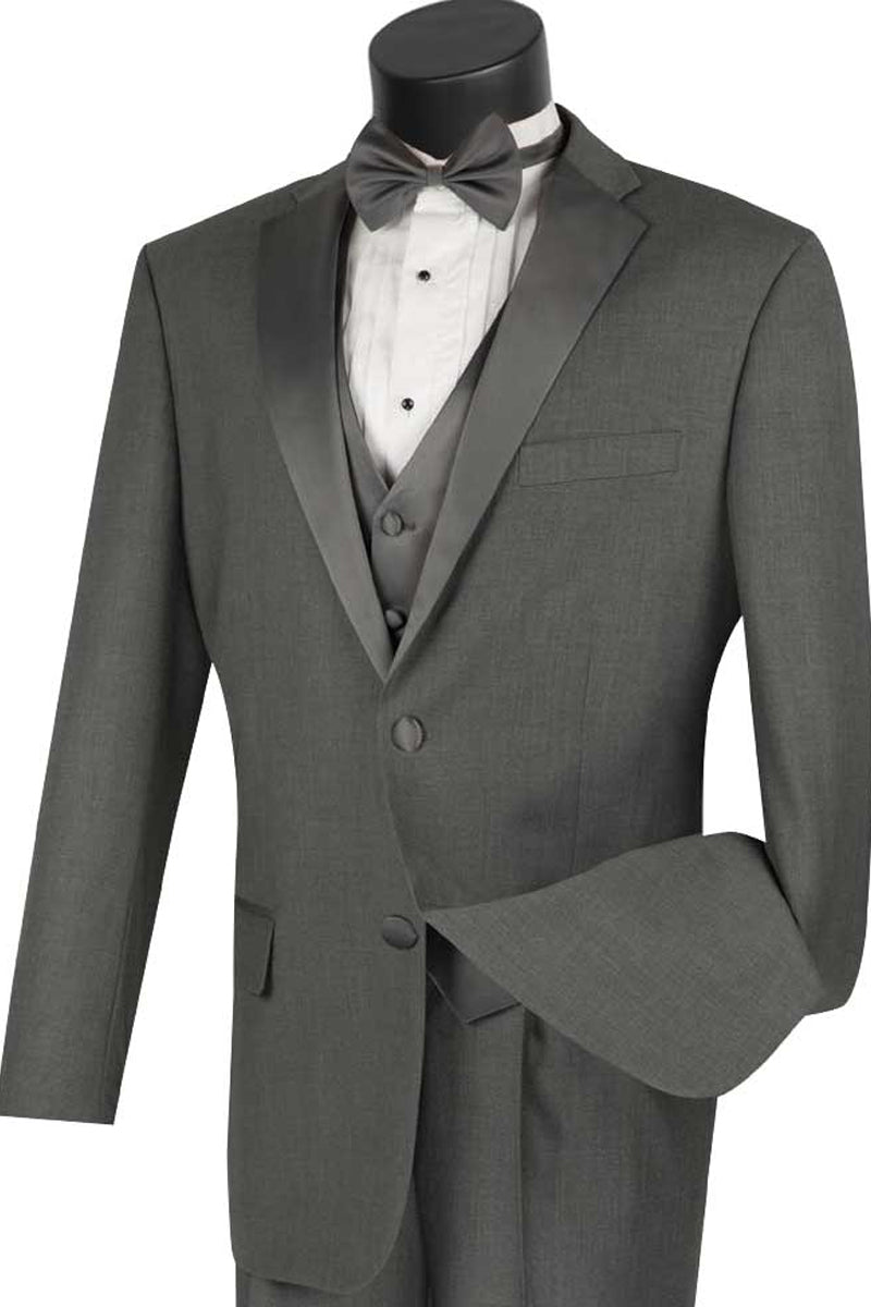 Mens Grey Vested Tuxedo by Vinci Suits