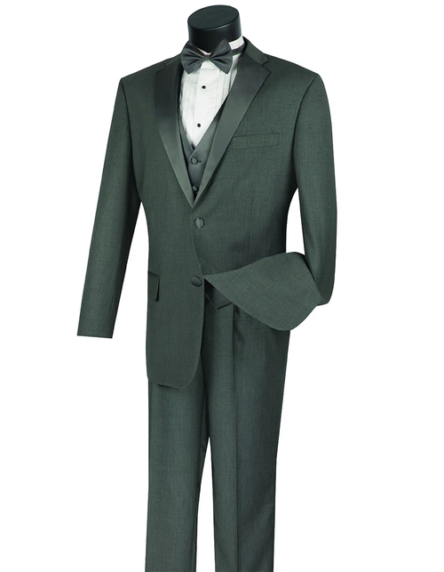 Designer Gray Prom Tuxedo - Grey Wedding 3pc Suit