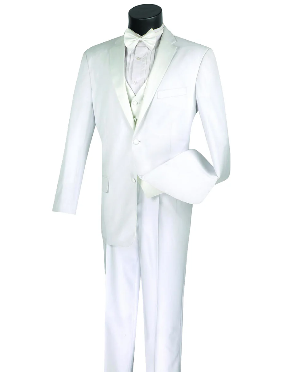 White Prom Suit - White Prom Tuxedo Suits - White Wedding 3pc Tuxedo
