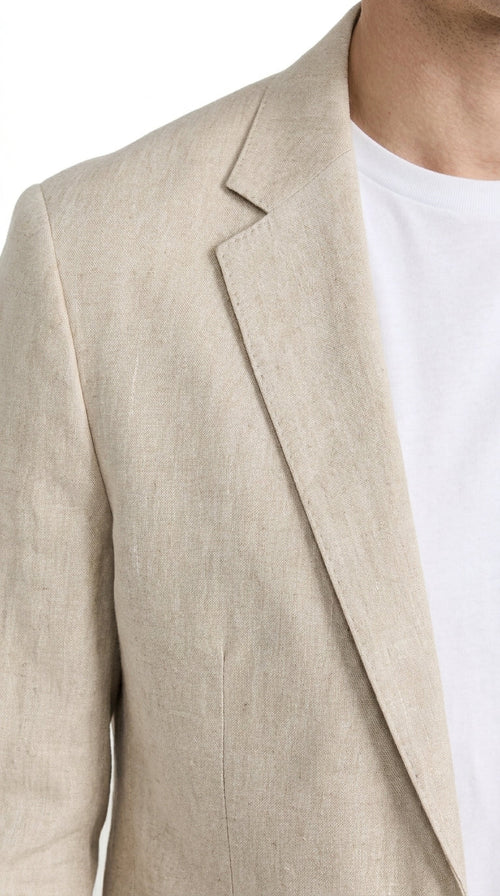 Menās Tan Linen Suit with Shorts, 2 Piece Summer Short Suit, Casual Beach Wedding Outfit
