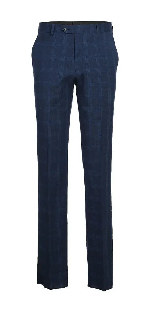 English Laundry 2-Piece Blue Plaid Wool Blend Slim Fit Dress Suit