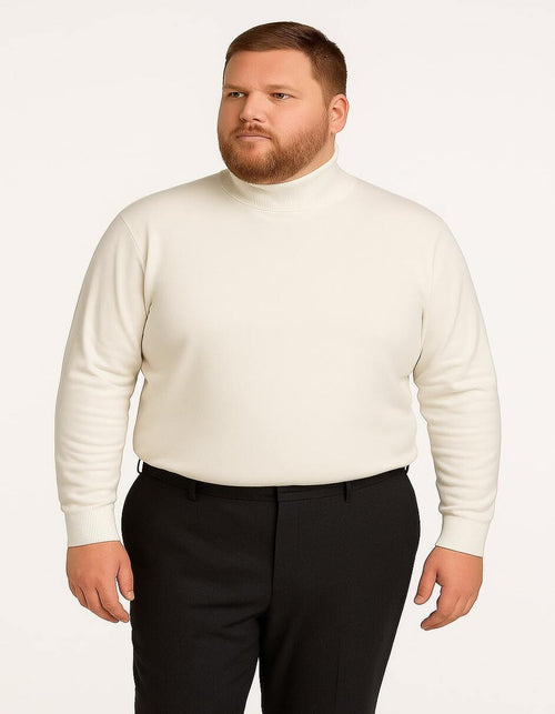 Men's Ivory Turtleneck Sweater - Classic Slim Fit Knit Pullover for Winter Elegance - Cream by USA Men's Outlet