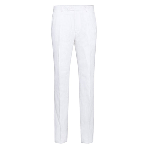 Mens Basic Two Button Classic Fit Linen Summer Suit in White