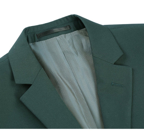 Mens Basic Two Button Classic Fit Suit with Optional Vest in Hunter Green