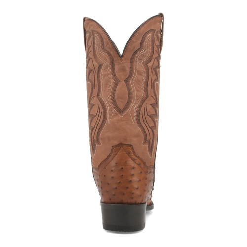 Dan Post Men's Tempe Full Quill Ostrich Round Toe Boots - Saddlebrown