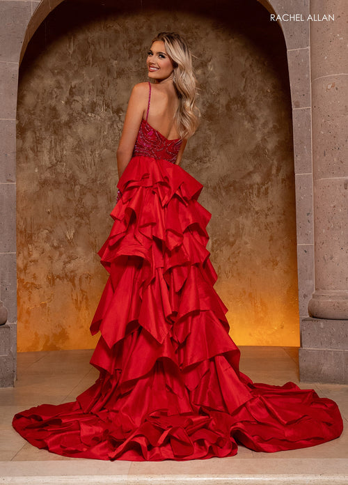 Rachel Allan 50364 Sleeveless Ruffled Overskirt Gown