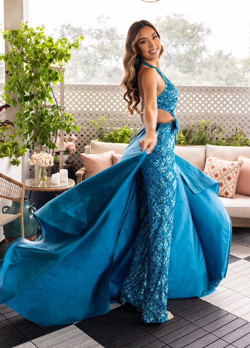 Beaded Sleeveless Jumpsuit by Rachel Allan 50375