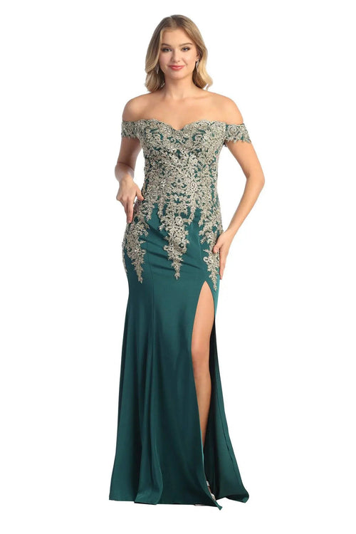 Cindy Collection 50448 Off Shoulder Lace with Sequin Embroidery Mermaid Dress