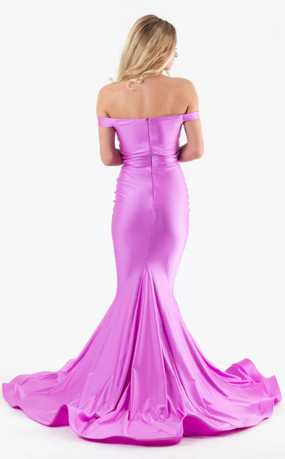 Jessica Angel JA518 Off-Shoulder Mermaid Open Back Godet Court Train Jersey Dress