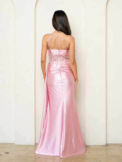 Eva USA EV5278 Sleek Slit Design Lightweight Lined A-Line Dress