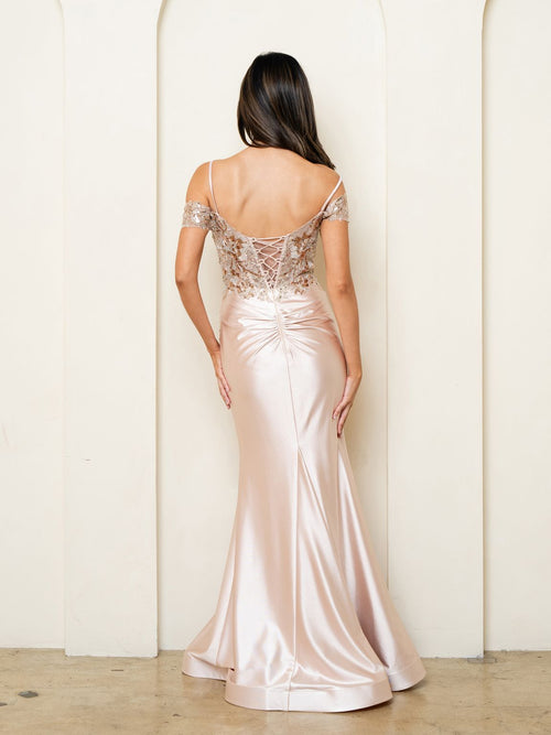 Eva USA EV5291 Sequin-Embellished Tailored Long Dress for Formal Events