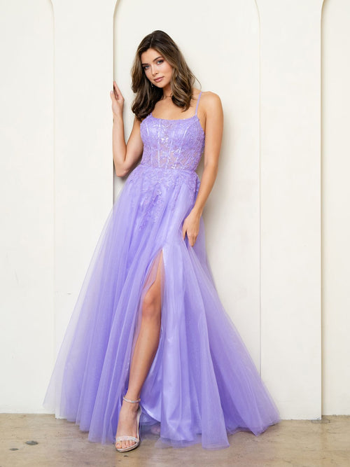 Eva USA EV5295 Sequin Beaded Bodice Tulle Ball Dress