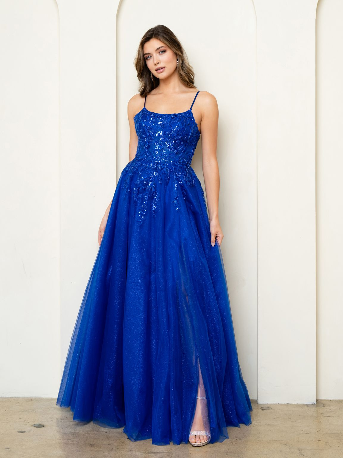 Eva USA EV5295 Sequin Beaded Bodice Tulle Ball Dress