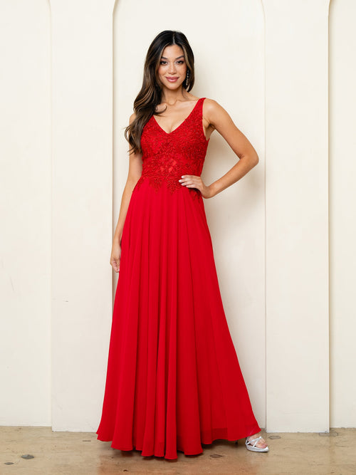 Eva USA EV5299 A-Line Tailored Long Formal Dress with Subtle Seams