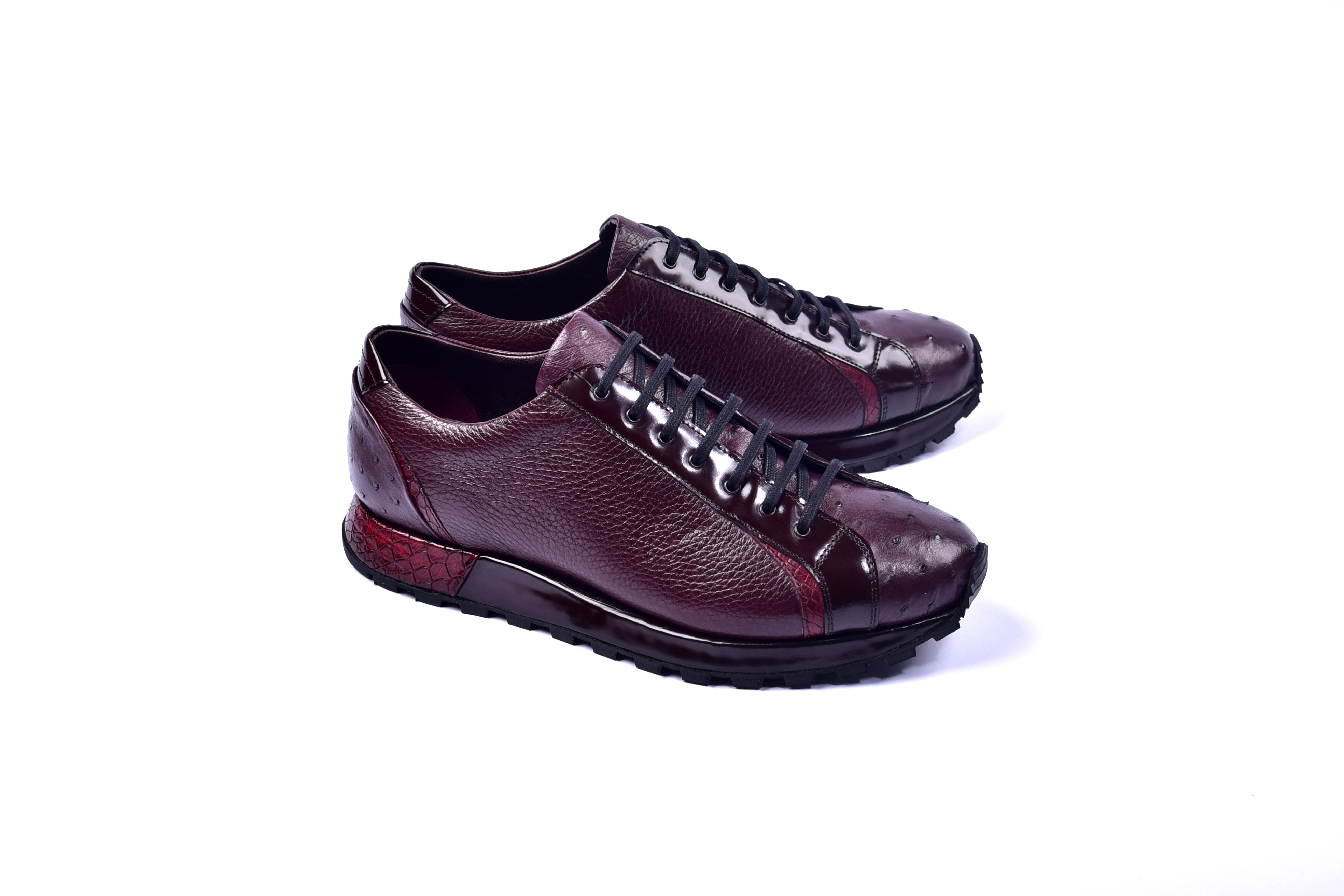 C0013041-5581 Genuine Ostrich Fashion Sneaker- Burgundy