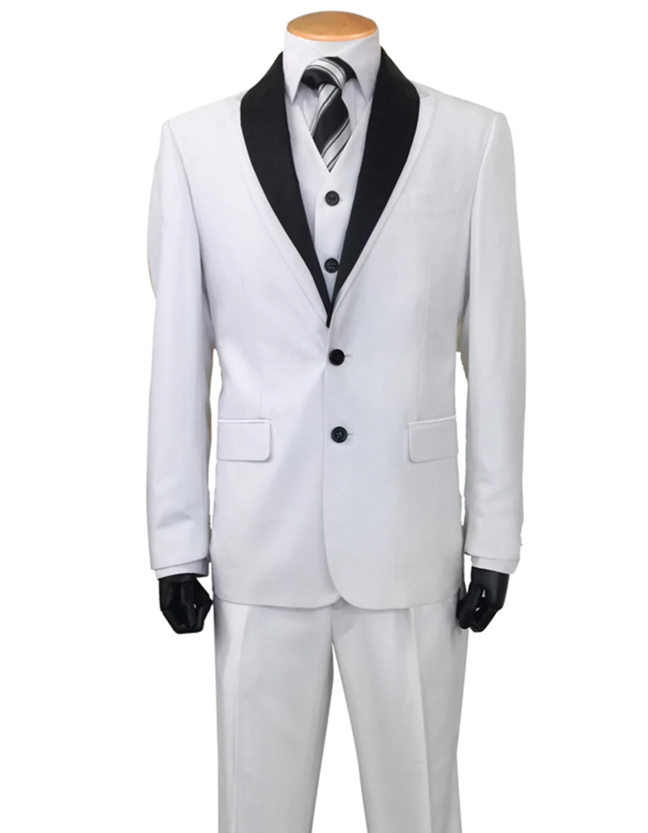 White Prom Suit - White Prom Tuxedo Suits - White Wedding Sharkskin Tuxedo by PROMTUXEDO