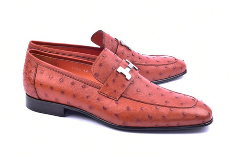 Corrente 5760 Ostrich Quill Slip-On Loafer - Orange - Image 3