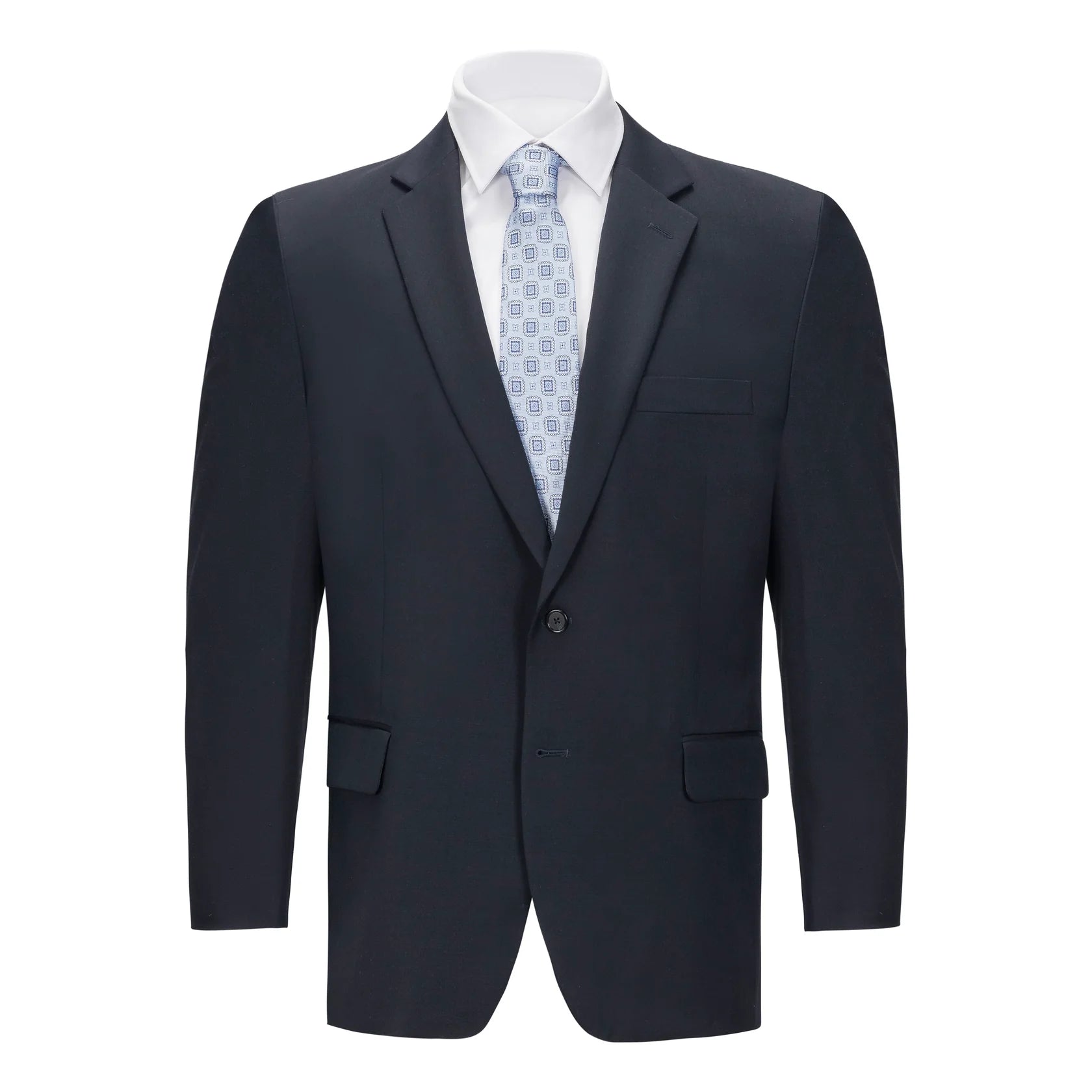 Men's Navy Portly Fit Suit Separate Jacket β Classic Wool Blend Formal Blazer