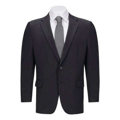Men's Black Portly Fit Suit Separate Jacket β Classic Wool Blend Formal Blazer