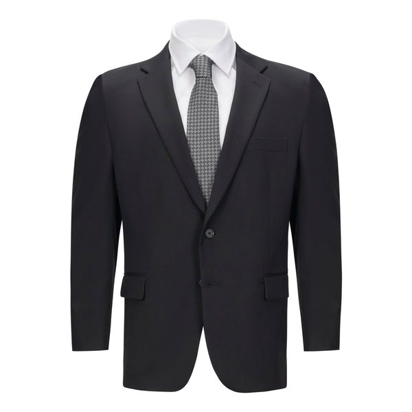 Men's Black Portly Fit Suit Separate Jacket β Classic Wool Blend Formal Blazer