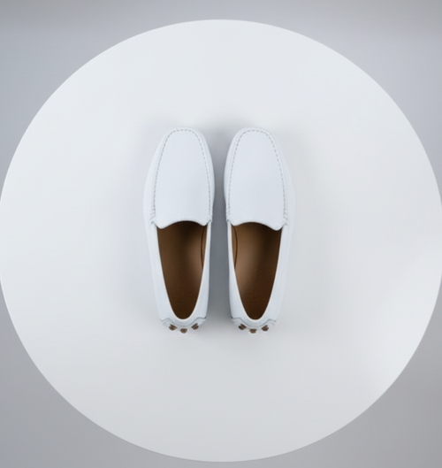 Men’s Mundo White Leather Loafers - Classic Slip-On Dress Shoes for Casual and Formal Wear by USA Men's Outlet