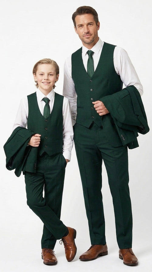 Dad & Son Matching Dark Green 3-Piece Suits β Father and Son Wedding Formal Suits