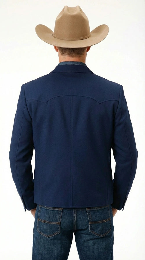 Mens Navy Blue Western Blazer Set β Cowboy Style Jacket and Pants Outfit Classic Country Western Blazer