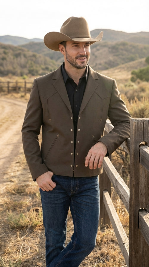Mens Brown Western Blazer β Cowboy Style Casual Jacket Vintage Western Sport Coat Country Fashion Jacket