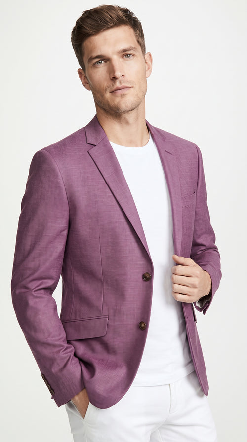 Men’s Berry Mauve Blazer – Classic 2-Button Wedding, Business and Smart-Casual Sport Coat in light purple lavender color