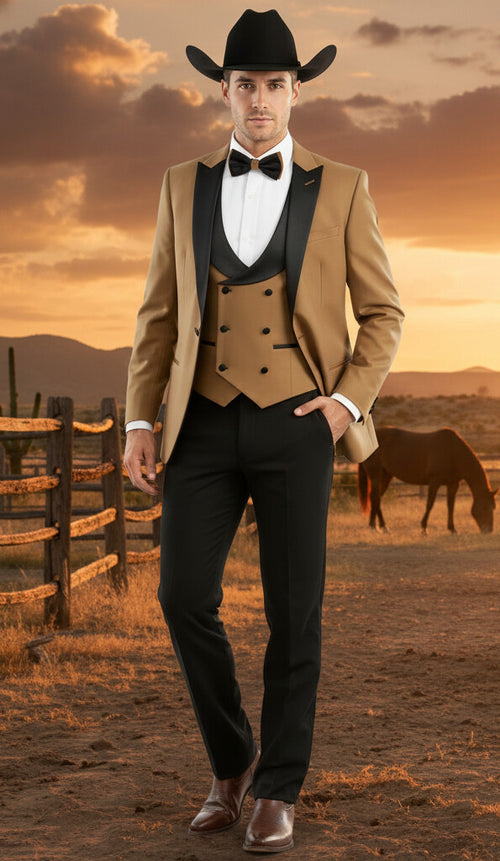 Light Brown Tuxedo For Wedding - Coffee Mocha Color With Vest and Pants