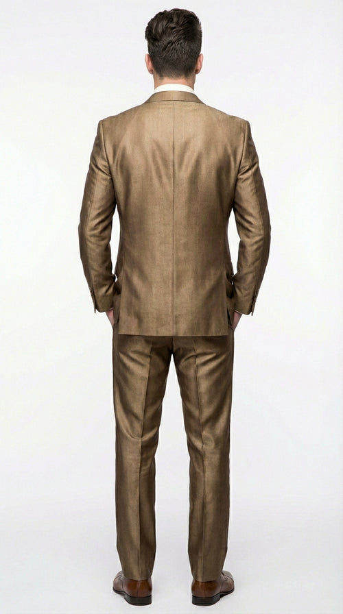 Mens Gold Brown Tan Beige Khaki Bronze Formal Suit β Luxury Metallic Finish Wedding and Prom Suit for Men