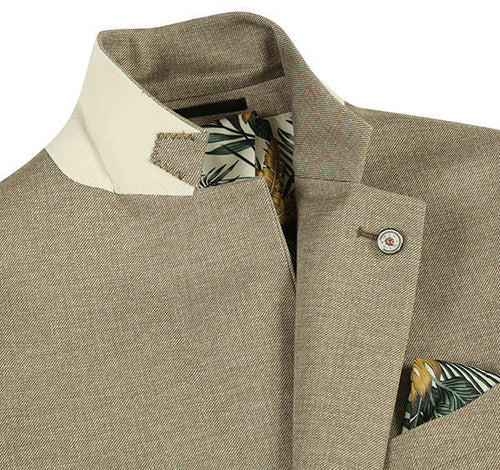 Half Canvas Slim Fit Blazer in Khaki