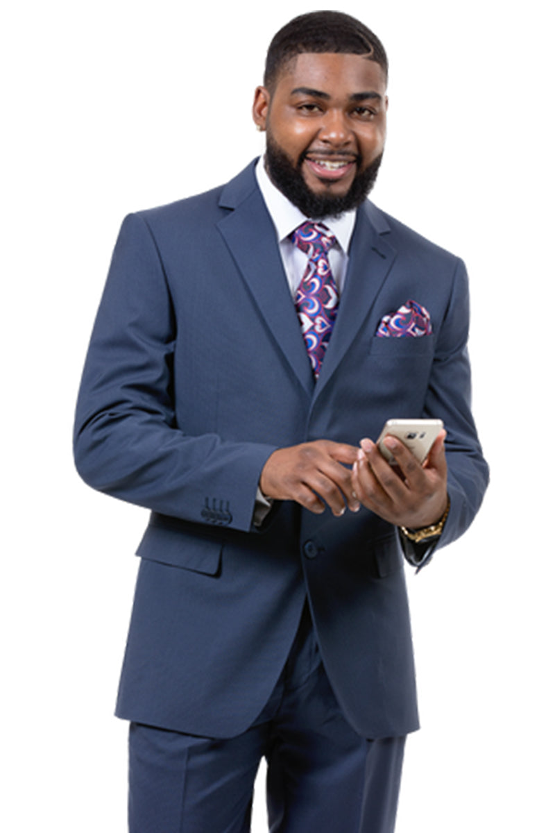 Mens Two Button Slim Fit Business Suit in Medium Blue – SuitUSA